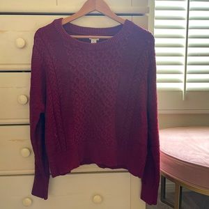 Maroon large cable-knit sweater